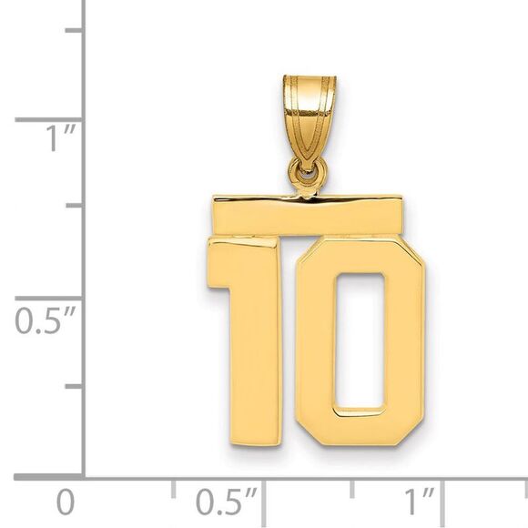14k Yellow Gold, Athletic Collection Medium Polished Number 10 Pendant - Picture 2 of 3